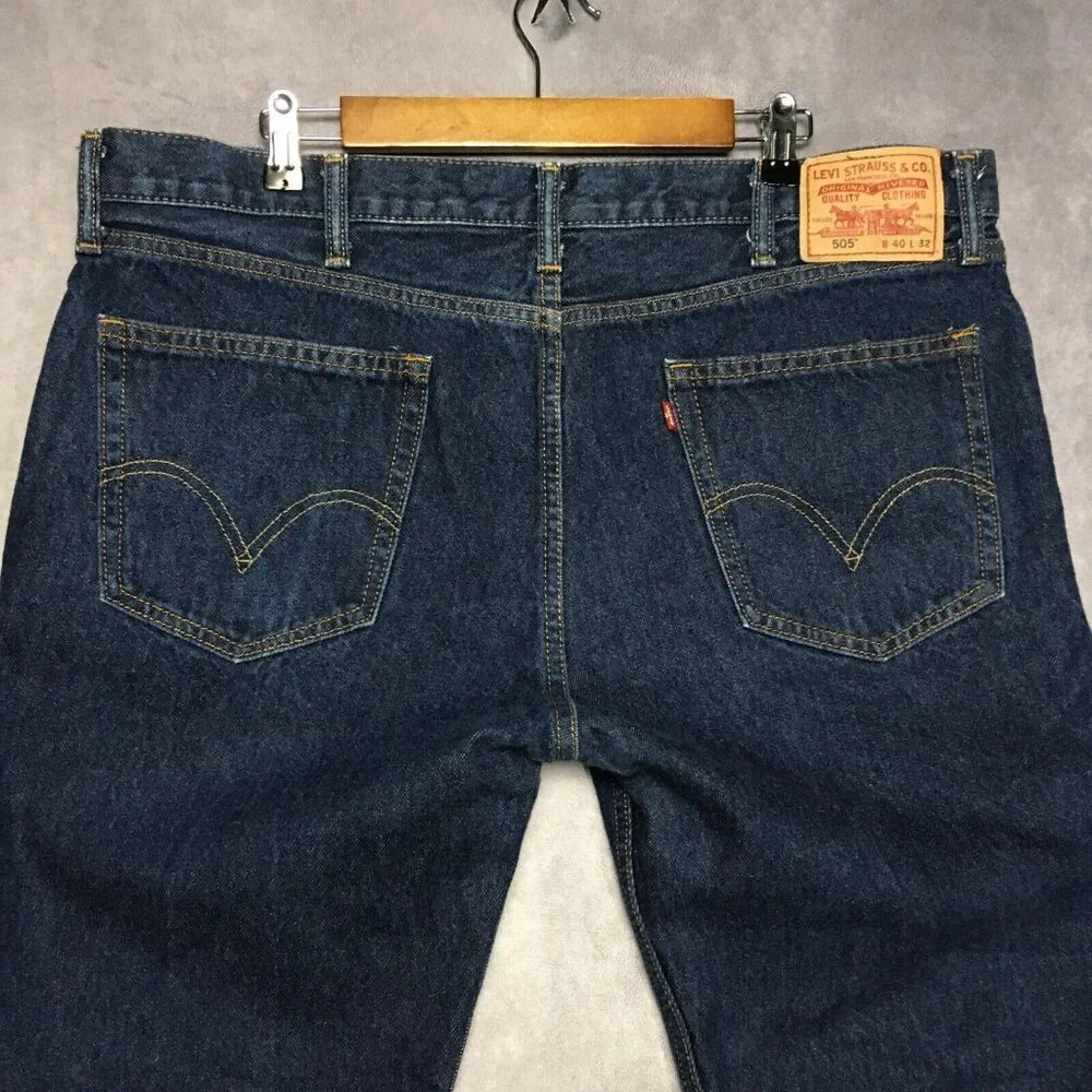 Levis‎ Mens 505 Straight Fit Blue Jeans size 40x32 Cotton Denim Pants